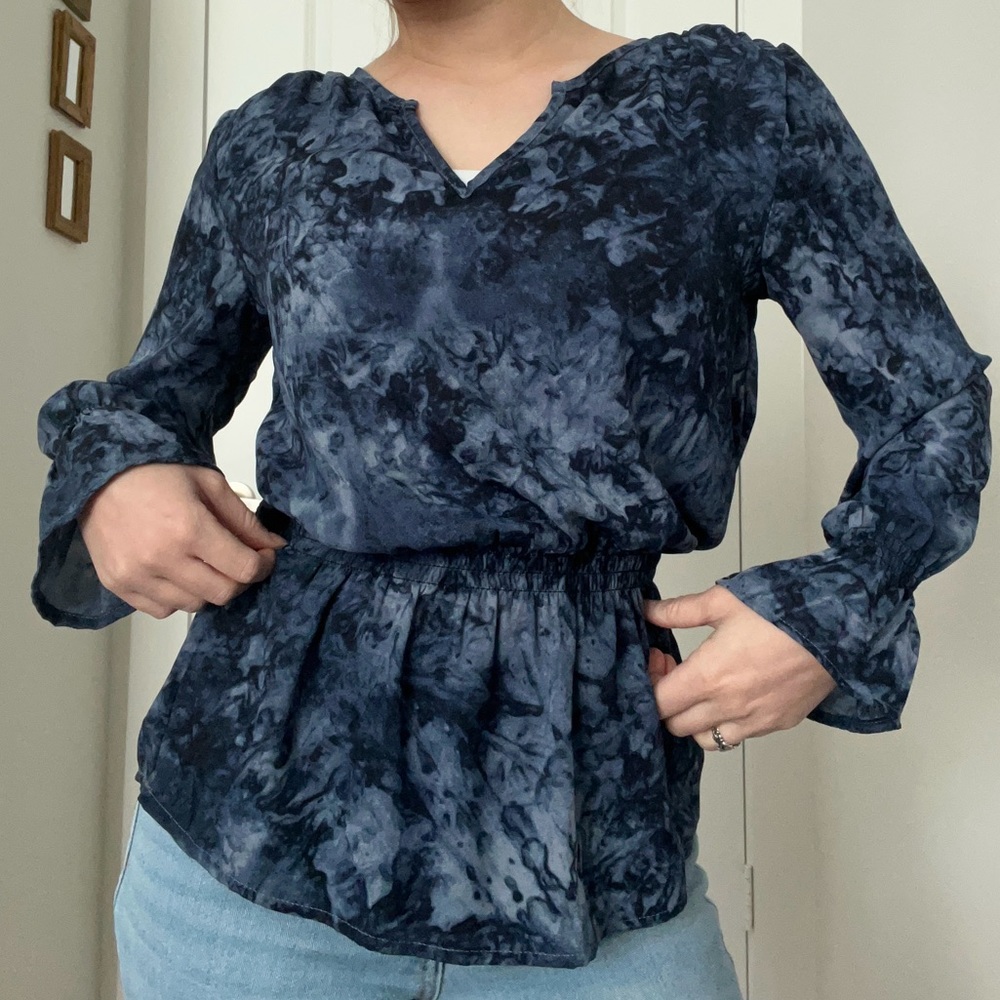 Blue Long Sleeve Blouse